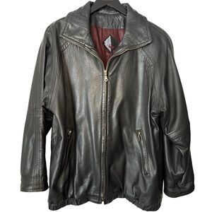 Vintage Tibor Leathers Black Dark Brown Soft Removable Lined Leather Coat Small